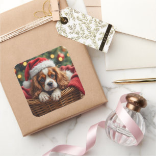 Cavalier King Charles Spaniel Cozy Basket Square Sticker
