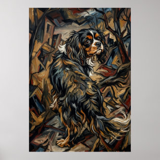 Cavalier King Charles Spaniel Cubist Expressionist Poster