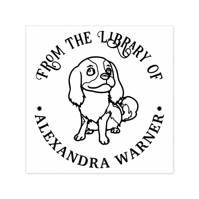 Cavalier King Charles Spaniel Dog #2 Library Book Self-inking Stamp (Design)
