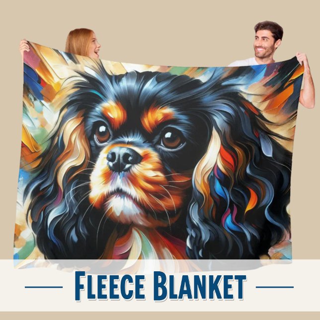 Cavalier King Charles Spaniel Dog Acrylic Print Fleece Blanket (Snuggle up with this artistic Cavalier King Charles Spaniel Fleece blanket!)