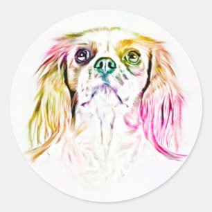 Cavalier King Charles Spaniel Dog Art Painting Classic Round Sticker