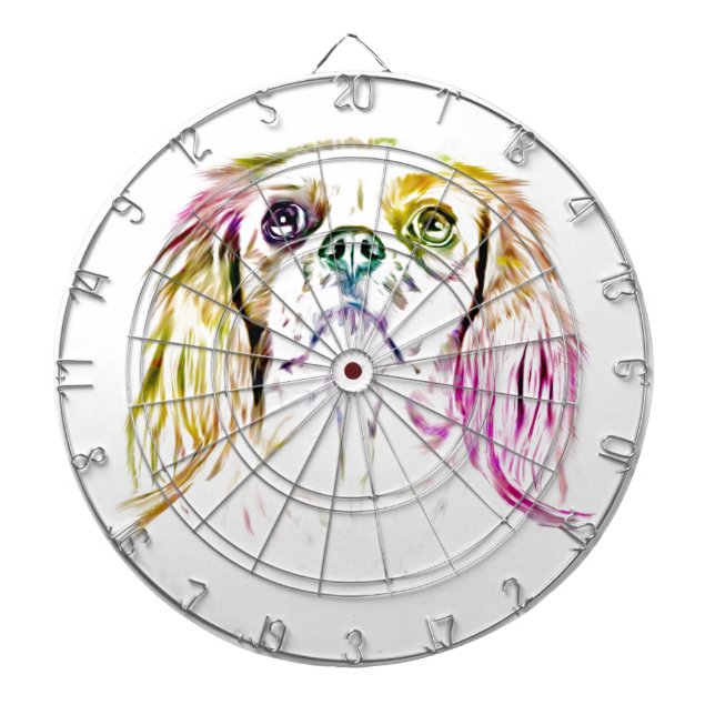 Cavalier King Charles Spaniel Dog Art Painting Dartboard (Front)