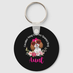 Cavalier King Charles Spaniel Dog Aunt Floral Vale Keychain