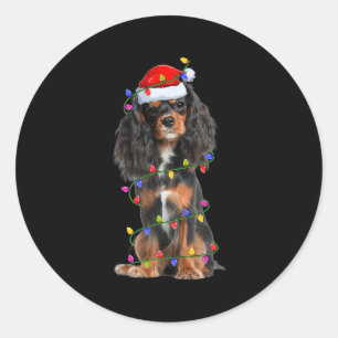 Cavalier King Charles Spaniel Dog Christmas Lights Classic Round Sticker