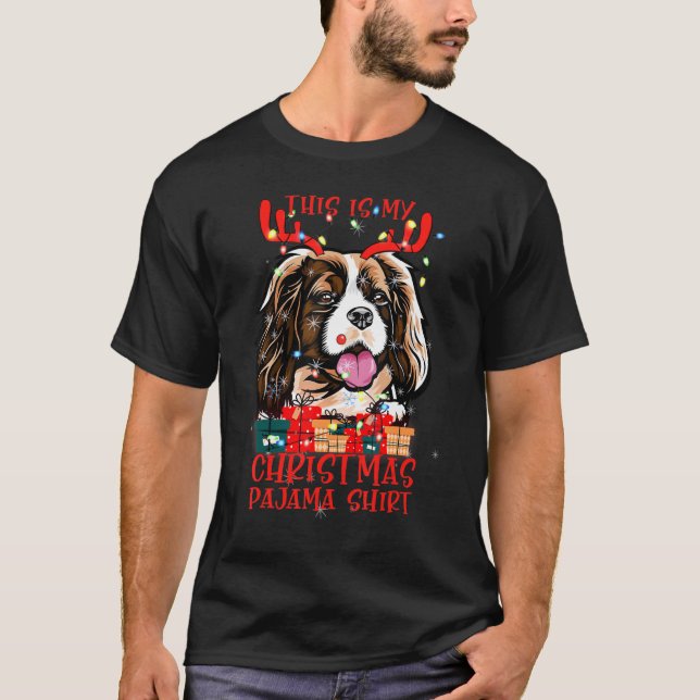 Cavalier King Charles Spaniel Dog Christmas Pajama T-Shirt (Front)