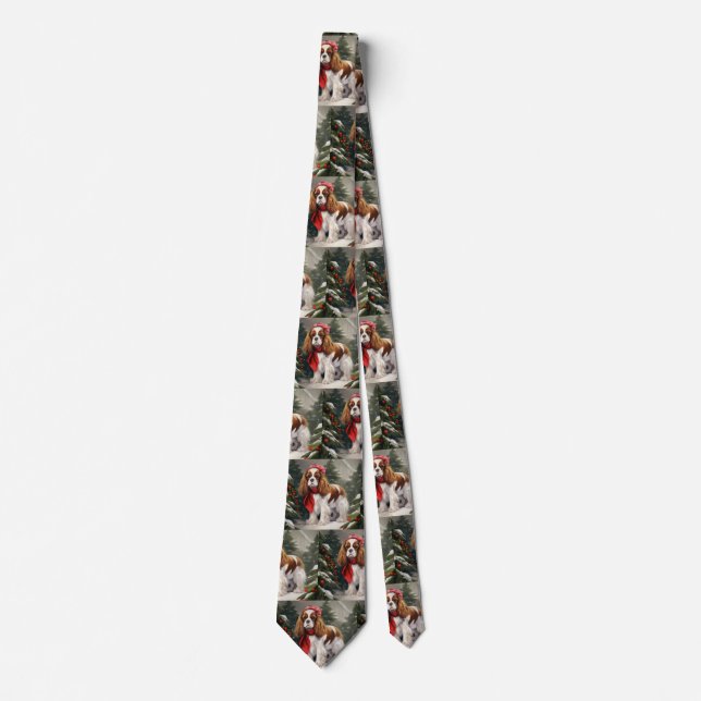 Cavalier King Charles Spaniel Dog Christmas Tie (Front)