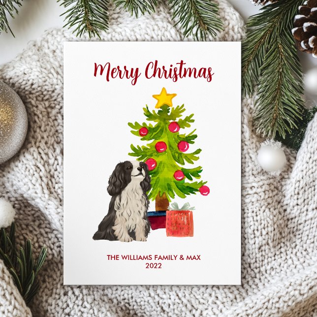 Cavalier King Charles Spaniel Dog Family Christmas Holiday Card (Creator Uploaded)