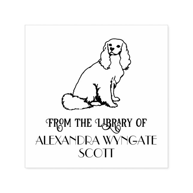 Cavalier King Charles Spaniel Dog Library Book Self-inking Stamp (Design)