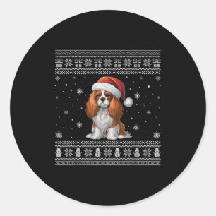 Cavalier King Charles Spaniel Dog Lovers Ugly Xmas Classic Round Sticker