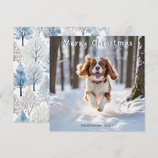 Cavalier King Charles Spaniel Dog Merry Christmas Holiday Card (Front/Back)