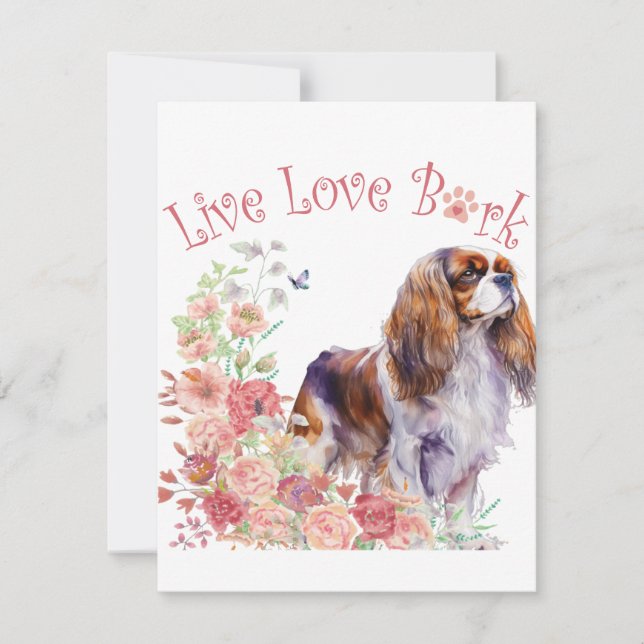 Cavalier King Charles Spaniel Dog Mom Floral Card (Front)