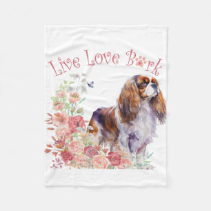 Cavalier King Charles Spaniel Dog Mom Floral Fleece Blanket