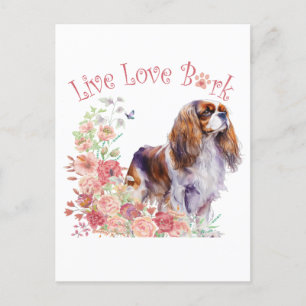 Cavalier King Charles Spaniel Dog Mom Floral Postcard