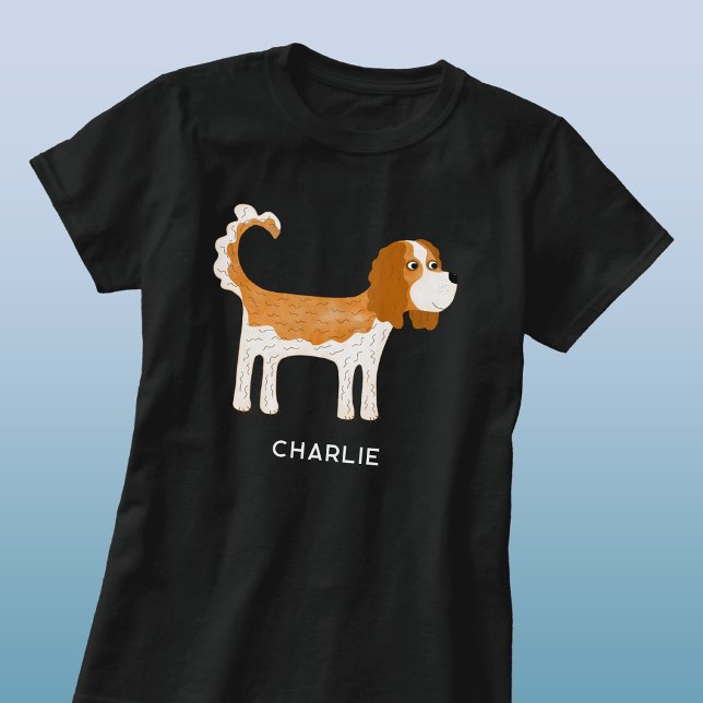Cavalier King Charles Spaniel Dog Personalized T-Shirt (Fun Cavalier King Charles Spaniel dog personalized custom name t-shirt)