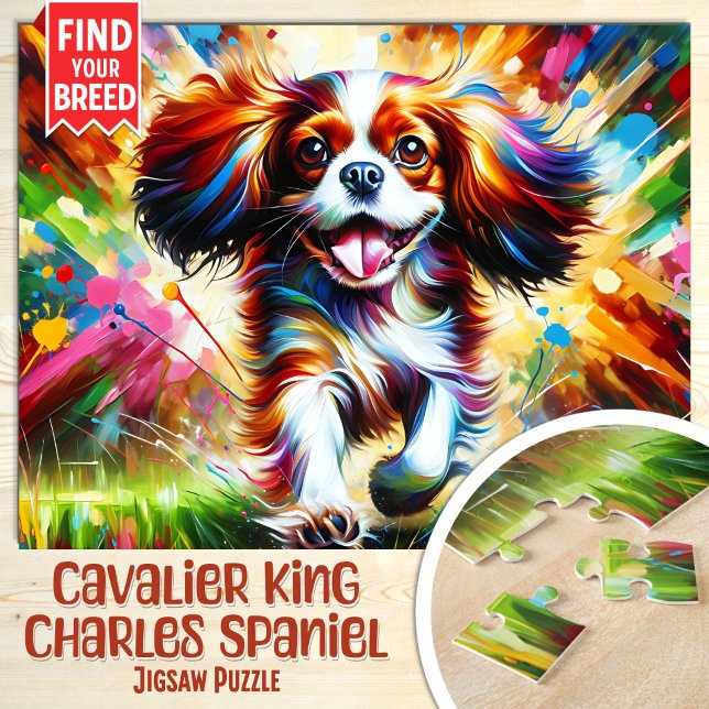 Cavalier King Charles Spaniel Dog Portrait Acrylic Jigsaw Puzzle (Creator Uploaded)
