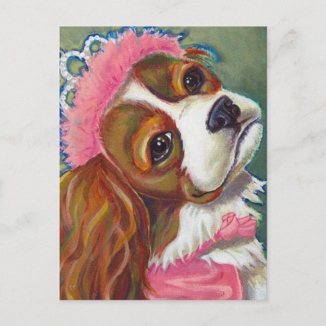 Cavalier King Charles Spaniel Dog Princess ART Postcard (Front)