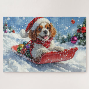 Cavalier King Charles Spaniel Dog Sledge Christmas Jigsaw Puzzle