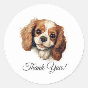 Cavalier King Charles Spaniel Dog Thank You Classic Round Sticker