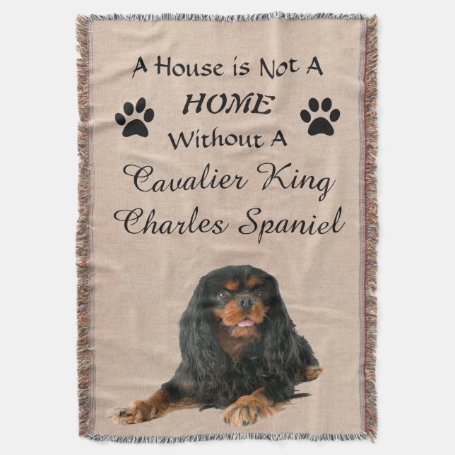 Cavalier King Charles Spaniel Dog Throw Blanket (Front Vertical)