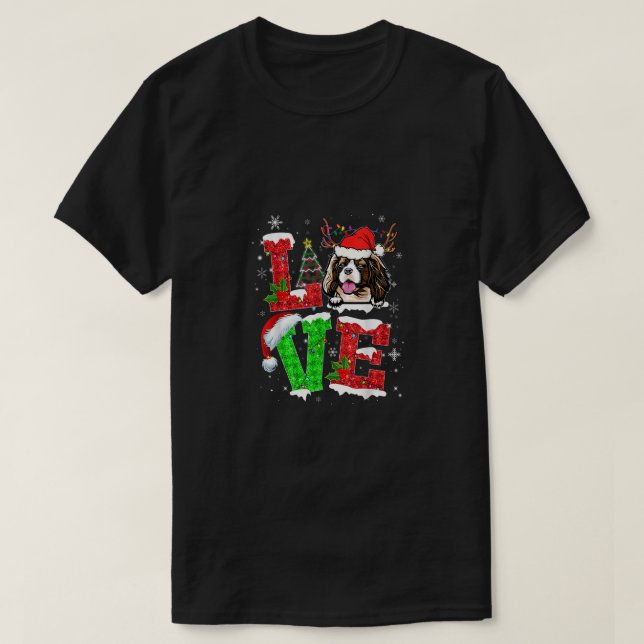 Cavalier King Charles Spaniel Dog Tree Christmas L T-Shirt (Design Front)