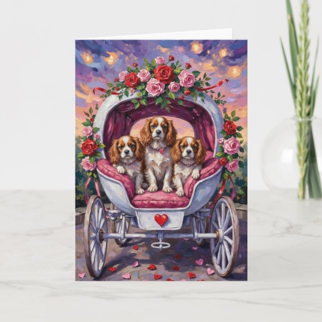Cavalier King Charles Spaniel Dog Valentine's Day Card (Front)