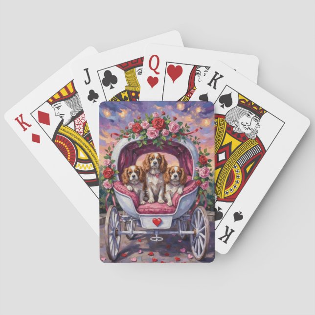 Cavalier King Charles Spaniel Dog Valentine's Day Playing Cards (Back)
