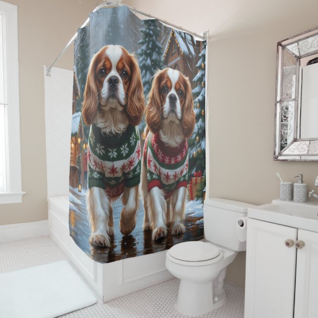 Cavalier King Charles Spaniel Dogs Christmas Snow  (In Situ)