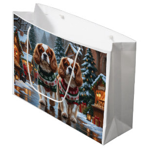 Cavalier King Charles Spaniel Dogs Christmas Snow Large Gift Bag