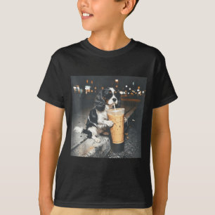 Cavalier king charles spaniel drinking iced coffee T-Shirt
