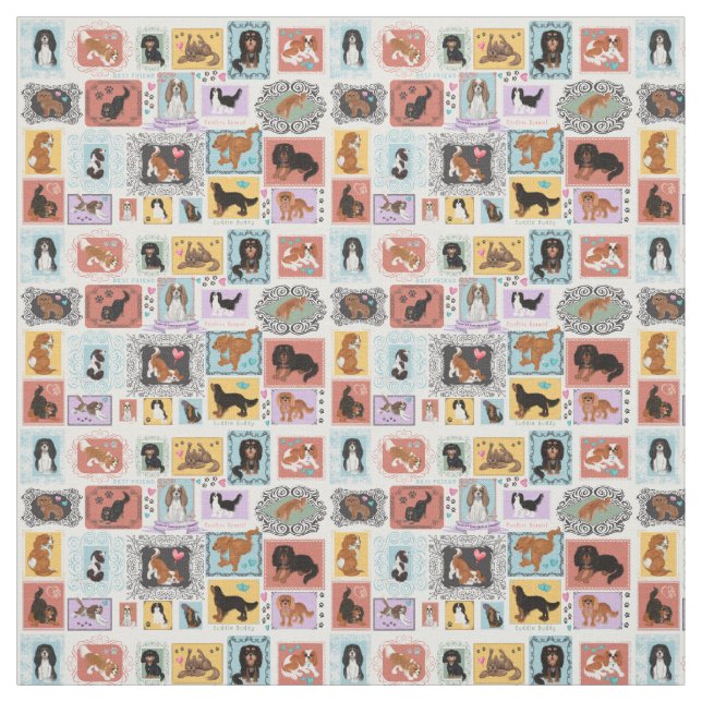 Cavalier King Charles Spaniel Fabric  (Swatch)