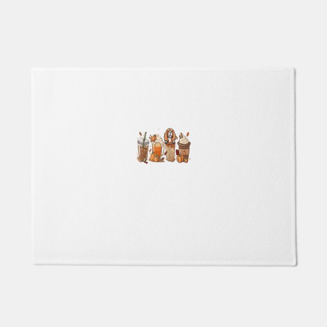 Cavalier King Charles Spaniel Fall Coffee Hallowee Doormat (Front)