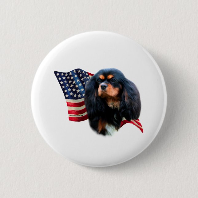 Cavalier King Charles Spaniel Flag 2 Inch Round Button (Front)