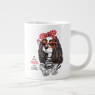Cavalier King Charles Spaniel From Paris With Love Large Coffee Mug