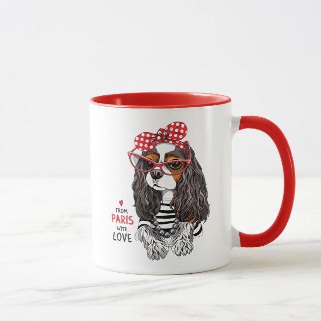 Cavalier King Charles Spaniel From Paris With Love Mug (Right)