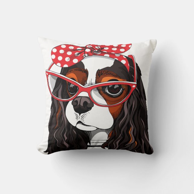 Cavalier King Charles Spaniel From Paris With Love Throw Pillow (Front)