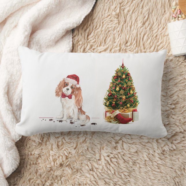 Cavalier King Charles Spaniel Funny Christmas Dog Lumbar Pillow (Blanket)
