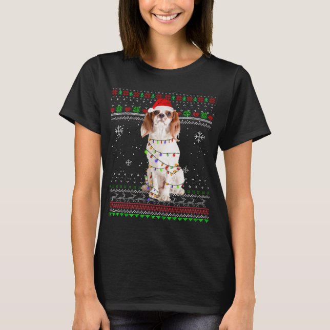 Cavalier King Charles Spaniel Funny Christmas Paja T-Shirt (Front)