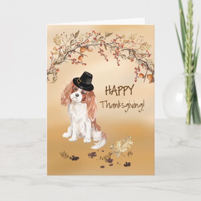 Cavalier King Charles Spaniel Funny Thanksgiving Card (Front)