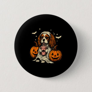 Cavalier King Charles Spaniel Ghost Halloween Cava 2 Inch Round Button