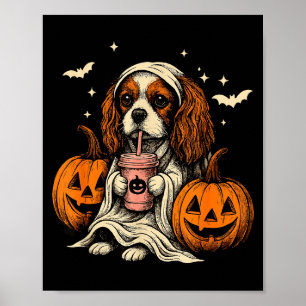 Cavalier King Charles Spaniel Ghost Halloween Cava Poster