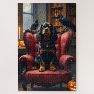 Cavalier King Charles Spaniel Gothic Halloween Art Jigsaw Puzzle