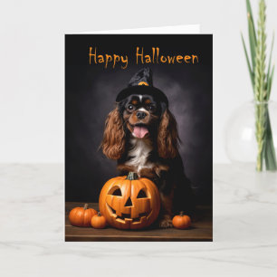 Cavalier King Charles Spaniel Halloween Card