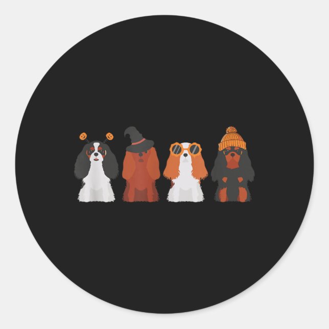 Cavalier King Charles Spaniel Halloween Cavalier Classic Round Sticker (Front)