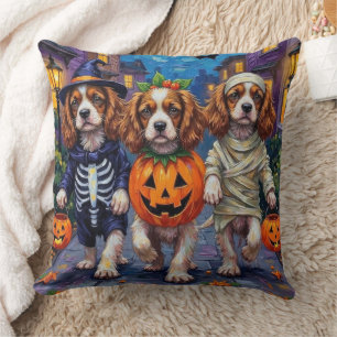 Cavalier King Charles Spaniel Halloween Costumes Throw Pillow