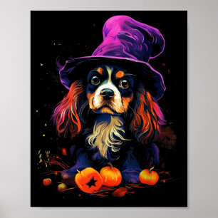 Cavalier King Charles Spaniel Halloween Dog Walk Poster