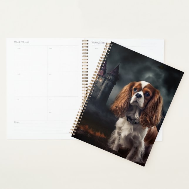 Cavalier King Charles Spaniel Halloween effrayant (Devant avec enveloppe)