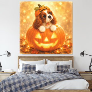 Cavalier King Charles Spaniel Halloween Pumpkin – Canvas Print