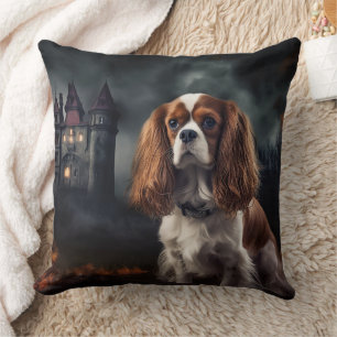 Cavalier King Charles Spaniel Halloween Scary Throw Pillow