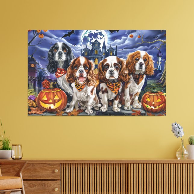 Cavalier King Charles Spaniel Halloween Spooky Canvas Print (Insitu(LivingRoom))
