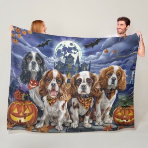 Cavalier King Charles Spaniel Halloween Spooky Fleece Blanket